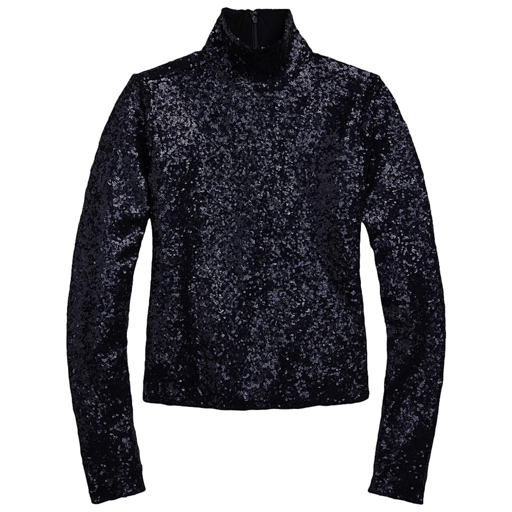 Ralph Lauren Black Sequin Long Sleeve Top